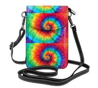 AEKGOHP L'arcobaleno della tintura del legame ha stampato la piccola borsa di cuoio del telefono di vibrazione di vibrazione delle piccole donne, impermeabile