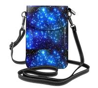 AEKGOHP Le stelle brillanti blu hanno stampato la piccola borsa di cuoio del telefono di vibrazione di vibrazione della borsa delle piccole donne, impermeabile e durevole