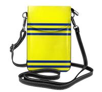 AEKGOHP Le strisce gialle e blu hanno stampato la piccola borsa del telefono di vibrazione di vibrazione della borsa di cuoio delle piccole donne, impermeabile