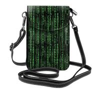 AEKGOHP L'era di hacker ha stampato la piccola borsa del telefono di vibrazione della borsa della tracolla delle donne di cuoio, impermeabile e durevole