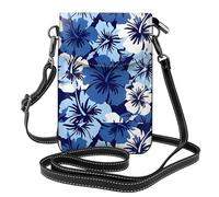AEKGOHP L'ibisco blu ha stampato la piccola borsa del telefono di vibrazione di vibrazione della tracolla delle donne di pelle, impermeabile e durevole
