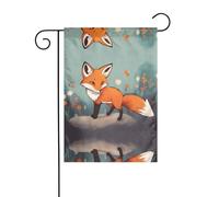 AEKGOHP Little Fox Prints, asta per bandiera da giardino, decorazione per cortile esterno, double face, 30,5 x 45,7 cm