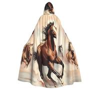 AEKGOHP Mantello con cappuccio da uomo e da donna, con stampa cavallo marrone, per Halloween, per adulti e giochi di ruolo