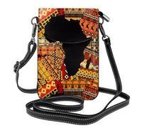 AEKGOHP Modello etnico africano della mappa ha stampato la piccola borsa del telefono di vibrazione di vibrazione della borsa di cuoio delle donne, impermeabile