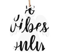 AEKGOHP Ornamenti natalizi in legno a forma di angelo, 6 pezzi, motivo Good Vibes Only da appendere
