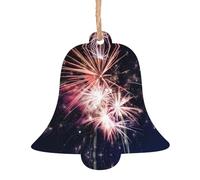 AEKGOHP Ornamenti natalizi in legno a forma di campana, 4 pezzi, modello di fuochi d'artificio da appendere agli alberi di Natale