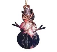 AEKGOHP Ornamenti natalizi in legno a forma di pupazzo di neve, 1 pezzo, modello di fuochi d'artificio da appendere agli alberi di Natale