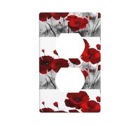 AEKGOHP Pannello decorativo da parete a doppia presa con stampa di papaveri rossi, durevole e adatto per prese di luce, accessori per interruttori 11,4 x 7 cm