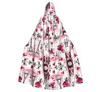 AEKGOHP Parigi Torre Eiffel Francia Stampato Halloween Adulto Mantello con Cappuccio Uomini E Donne Abbigliamento Mantello Gioco di Ruolo