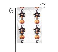 AEKGOHP Strega che tiene una bacchetta magica Stampe Asta per bandiera da giardino decorazione per cortile esterno su entrambi i lati 30,5 x 45,7 cm