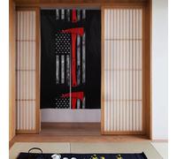 AEKGOHP Tenda stampata con bandiera rossa e ascia da pompiere, 2 pezzi, 86,4 x 142,2 cm, buona drappeggio, liscia e non facilmente rugosa, tende in tessuto, divisori per stanze
