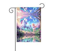 AEKGOHP Unicorno Fiaba Stampe Giardino Bandiera Esterna Cortile Decorazione Bifacciale 30,5 x 45,7 cm