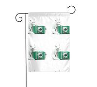 AEKGOHP Volpe bianca accanto alla macchina fotografica verde Stampe Asta per bandiera da giardino decorazione cortile esterno su entrambi i lati 30,5 x 45,7 cm