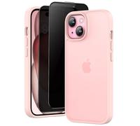 Aekyiwot Custodia 3 in 1 per iPhone 15, con 2 pellicole protettive per la privacy, [mai ingiallimento] [protezione della fotocamera] sottile PC rigido, antigraffio, antiurto, 6,1 pollici (rosa)
