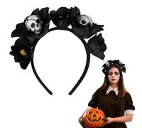 AEKZOX 1 Pezzi Fascia per Il Giorno dei Morti, Fascia Messicana, Cerchietto di Halloween Donna, Accessorio per Halloween Carnevale Feste (Nero)