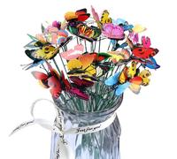 AEKZOX 50 pezzi Pali della Farfalla del Giardino, Impermeabili 3D PVC Colorate per Decorazioni da Giardino, Esterni Cortile Terrazza Fioriera Vaso di Fiori, Farfalle Decorative Kit (4CM) (Colorato)