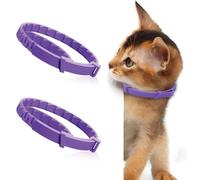 AEKZOX Confezione da 2 Collari Calmanti ai Feromoni per Gatti, Regolabile e Impermeabile, Allevia l'Ansia e Anti-Stress, Non Tossici e Sicuri per Tutte le Taglie, Gatto e (Viola)