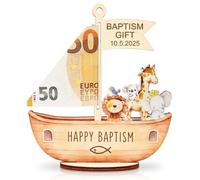 AEKZOX Regalo originale per battesimo dei neonati, arca di legno decorativa, arca di Noè regalo battesimo, decorazioni per battesimi, il bambino di Noè, per bambini e bambine
