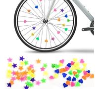 AEKZOX Set da 140 Perline Riflettenti per Raggi di Bicicletta con Clicker - Accessori Decorativi per Biciclette per Bambini, Ragazze e Ragazzi (Colorato)