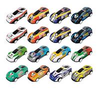 AEKZOX Set di 16 Macchinine per Bambini in Metallo Mini Auto con Meccanismo a Retrocarica, Piccole Auto Giocattolo per Giochi Bambini 3 Anni