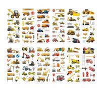 AEKZOX Stickers 3D Puffy per Bambini, Set di 12 Fogli Attacca e Stacca con Motivi di Escavatori, Auto, Veicoli e Trattori per Ragazzi e Ragazze, Idea Regalo per Feste di Compleanno