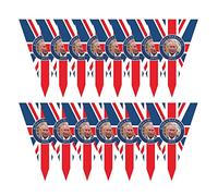 Aelevate Bandierine King Charles III - e resistente allo sbiadimento King Charles Our New King Bunting Flag | Decorazioni per bandiera della successione di re Carlo