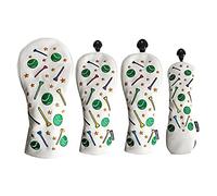 Aelevate Set di 4 copritesta per mazze da golf, portatili, in pelle sintetica, per driver, fairway, legno, ibrido, adatti a tutte le marche di mazze da golf