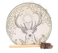 Aelevate Shaman Drum - Tamburo sciamanico con albero di cervo, per adulti, fatto a mano, tamburo sciamanico siberiano, musica spirituale con bacchetta, ornamento per la casa per balcone, patio