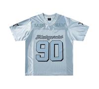 Aelfric Eden Maglietta da uomo oversize, maglia patchwork da donna, in jersey, vintage, unisex, per il calcio, estivo, casual, streetwear, Blu, M