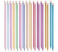 Aelike - Set di ferri da maglia colorati, lunghi 35 cm, 28 pezzi/14 paia di aghi a punta singola in alluminio da 2 mm-10 mm, ferri lunghi per coperte, spilli dritti in metallo per bambini principianti