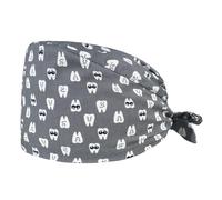 AELIN Calotta Chirurgica Dentista - Cuffia da Sala Operatoria - 100% Cotone - Unisex, Regolabile, con Fascia Assorbente - Motivo Dentale (Grigio)