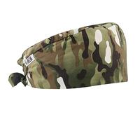AELIN Calotta Chirurgica in Cotone - Unisex, 100% Cotone, Regolabile, Due Taglie per Capelli Corti o Lunghi - Cuffia Medica con Fascia Assorbente (Camouflage, Capelli lunghi)