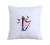 AELKSP Divano Moderna Fodere Cuscini,Cartoon arpa farfalla musica pittura ad acquerello,per cuscino decorativa per la casa per soggiorno,camera da letto,divano sedia,40x40 cm