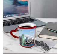 AELKSP Tazza Caffe Latte Te in Ceramica, 330 Ml Tazza Magica, Tazza Divertenti,Tazza colazione originale, tazza regalo,concetto di turismo fotografico skyline di new york city con statua della libertà
