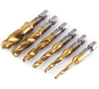 Aeloa Dril Tap Bits-6pcs Filettatura metrica M3-M10 Punte e Punte HSS rivestite in Titanio 1/4"Codolo Esagonale