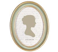 AELS Cornice per foto vintage, 12,7 x 17,8 cm, elegante cornice antica con vetro frontale, esposizione per foto, da appendere alla parete, idee regalo, colore verde salvia ovale con finiture dorate