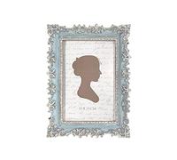 AELS Cornice portafoto vintage, 10 x 15 cm, elegante cornice antica con vetro frontale, da appendere alla parete, idee regalo, motivo a vite, argento e azzurro