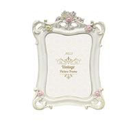 AELS Cornice portafoto vintage, 12,7 x 17,8 cm, elegante cornice antica con vetro frontale, da appendere alla parete, idea regalo, rosa bianca con rampicanti