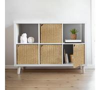 AELS Set di 4 ante in fibra naturale intrecciate a mano da 33 cm, per mensole cubiche e librerie aperte, decorazione rustica per la casa di fattoria, adatte per mensole IKEA Kallax, naturale (solo