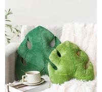 AELS Set of 2 3D Leaves Decorative Throw Pillows, 18"& 14" Monstera Deliciosa Plush Pillow Set for Plant Lovers Garden Lovers, Living Room Bedroom Nursery Decor, Light Green & Dark Green