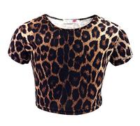 Aelstores Leggings da bambina con stampa leopardata leopardata e leopardata, per bambini dai 5 ai 13 anni Crop Top 9-10 Anni