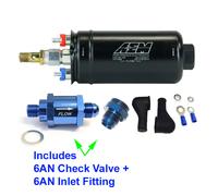 AEM Metrico 400LPH Inline Carburante Pompa + 6AN Ingresso Per / 6AN Quadri