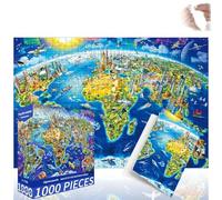 AEMCHDM Puzzle 1000 Pezzi Paesaggi, Mappa del Mondo Puzzle Classico, 70x50CM Oceano Puzzles per Adulti, Jigsaw Puzzle Come Regalo e Decorazione per Pareti