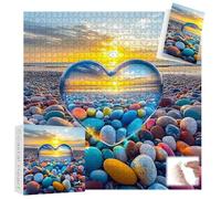 AEMCHDM Puzzle 1000 Pezzi Paesaggi, Spiaggia Dell'amore Puzzle Classico, 70x50CM Puzzles per Adulti, Cuore Ghiaia Spiaggia Jigsaw Puzzle Come Regalo e Decorazione per Pareti