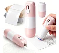 Aemmbon Correttore per Carta Termica con Taglierino Integrato, Apri Rapidamente Proteggendo la Tua Privacy, Strumento 2-in-1 Taglierino + Correttore per Pacchi e Bollette (Set Rosa)