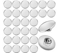 Aemygo 50 vassoi per spille con 50 perni posteriori a farfalla, base rotonda vuota da 25 mm, in acciaio inossidabile, vassoi con lunetta piatta per fai da te, forniture per la creazione di risvolti