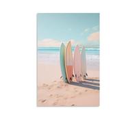 AEMYSKA Stampa artistica da parete su tela, motivo: tavole da surf, oceano, contemporanea, retrò, senza cornice, per camera da letto, soggiorno, ufficio, 40 x 60 cm