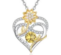 AENEAS Collana da donna con ciondolo a forma di girasole con simbolo dell'infinito, in argento Sterling 925, con ciondolo a forma di cuore e pietra portafortuna placcata in oro, gioiello con fiore di