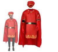 AENEY Costume da Lord Farquaad, set da 6 pezzi, con cappello rosso, guanti e cintura, per feste di Halloween, cosplay (M)