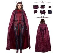 AENEY Wanda Maximoff, Costume da strega scarlatta, per Halloween, con mantello Wanda, copricapo da donna adulta, rosso, M
